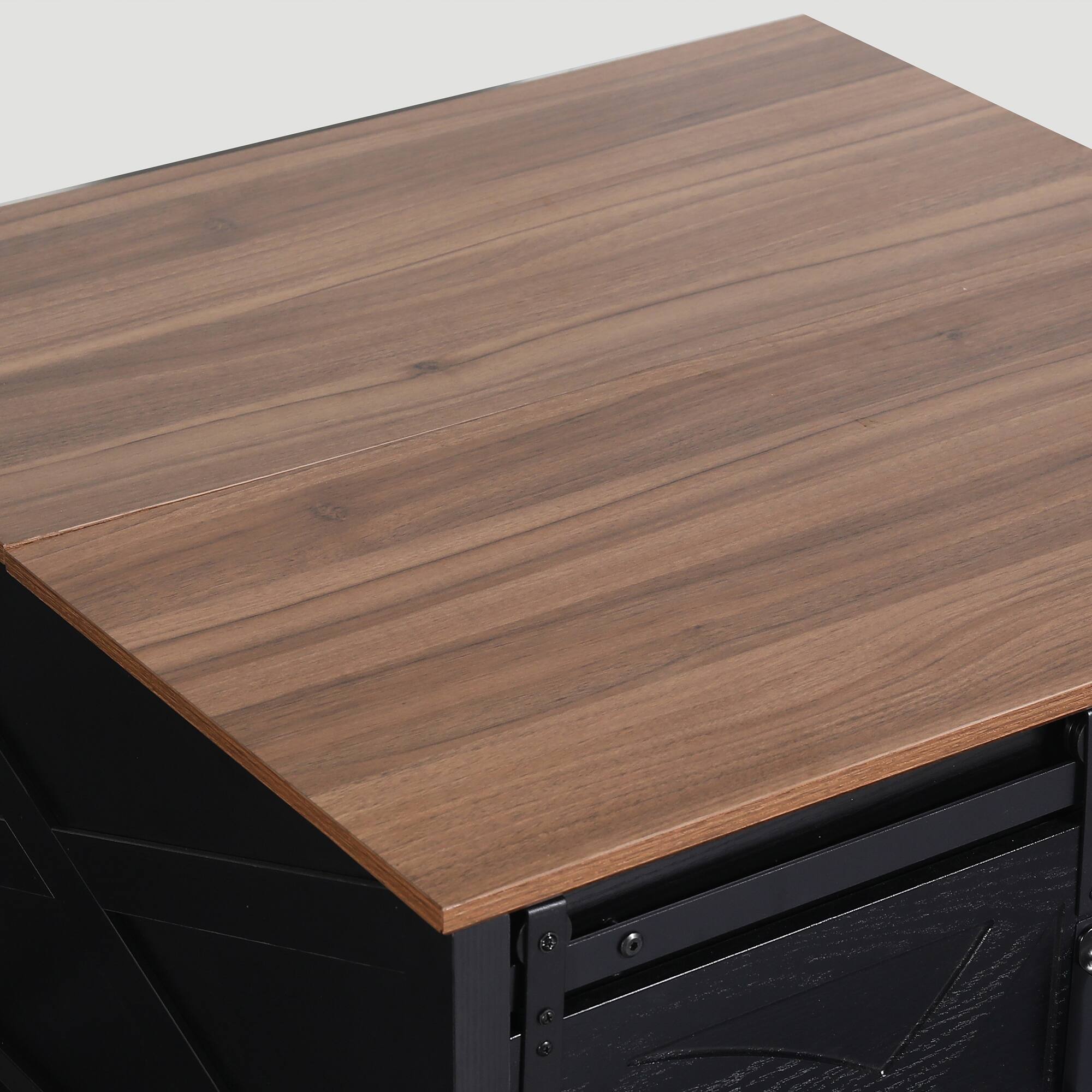 Alt View 7. Ihomeadore - 31.5 Inch Modern Farmhouse Flip Top Coffee Table with Hidden Storage Box and Sliding Barn Door - Brown.