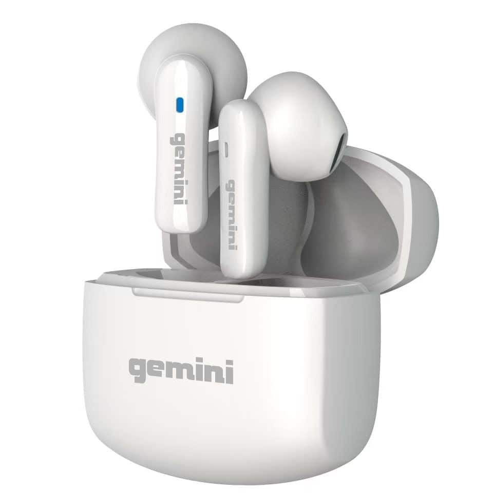 Gemini - GEBX-100 true wireless earbuds with charging case, Bluetooth 5.4 - White