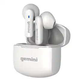 Gemini - GEBX-100 true wireless earbuds with charging case, Bluetooth 5.4 - White