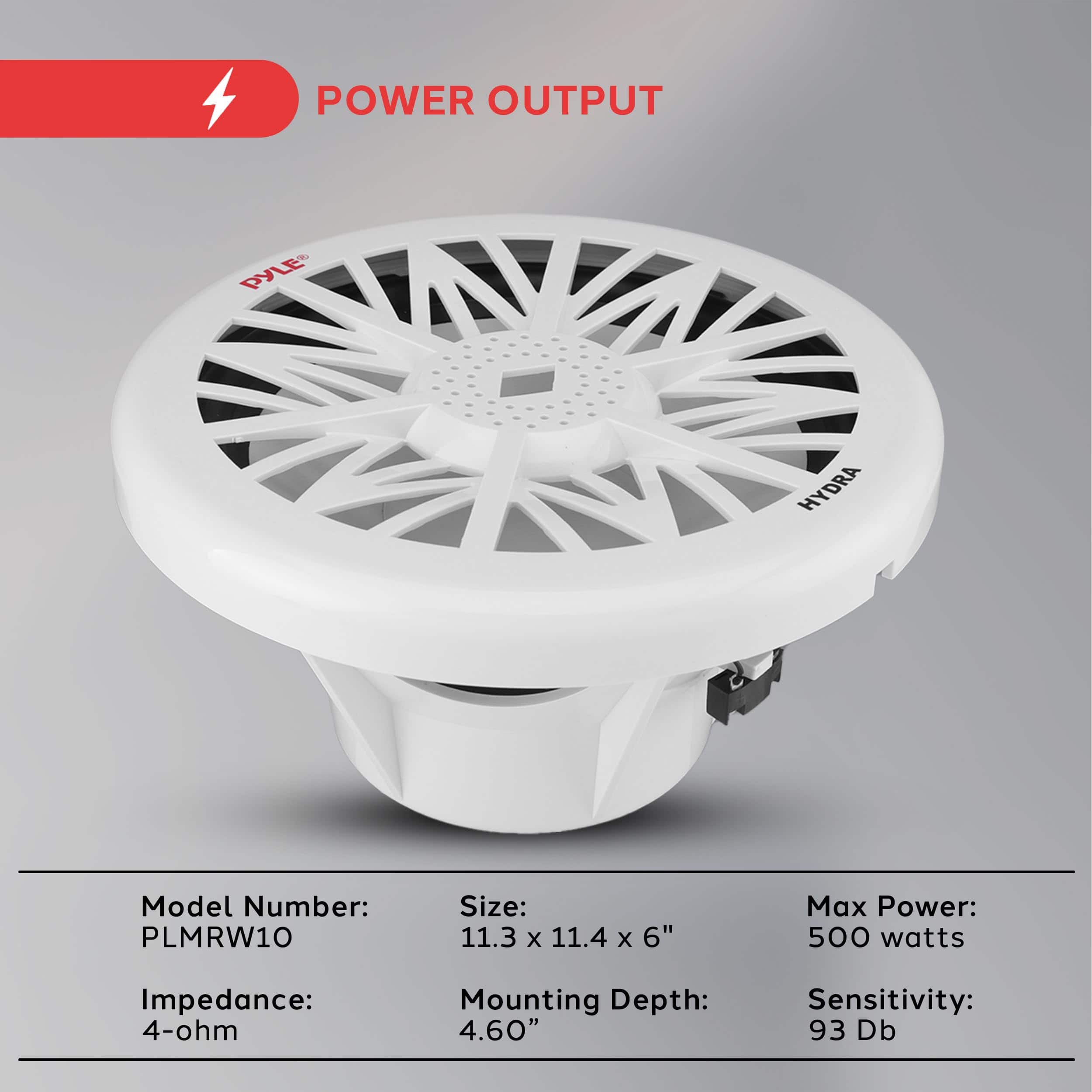 Pyle PLMRW10 10 Inch Outdoor Marine Subwoofer, 500W Waterproof