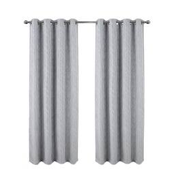 RT Designers Collection - 100% Polyester 270 GSM Reba Luxury Jacquard Blackout Grommet Curtain Panel 54" x 90" Grey - Gray