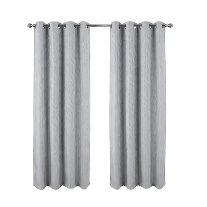 Front. RT Designers Collection - RT Designers Collection 100% Polyester 270 GSM Reba Luxury Jacquard Blackout Grommet Curtain Panel 54" x 90" Grey - Grey.