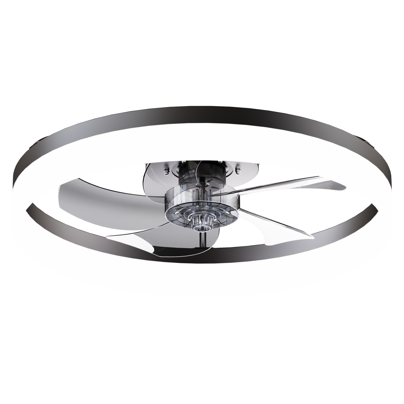Alt View 5. Loheer - Loheer Ceiling Fan with Lights, Remote and App Control, Dimmable LED Flush Mount Black Fandelier for Bedroom.