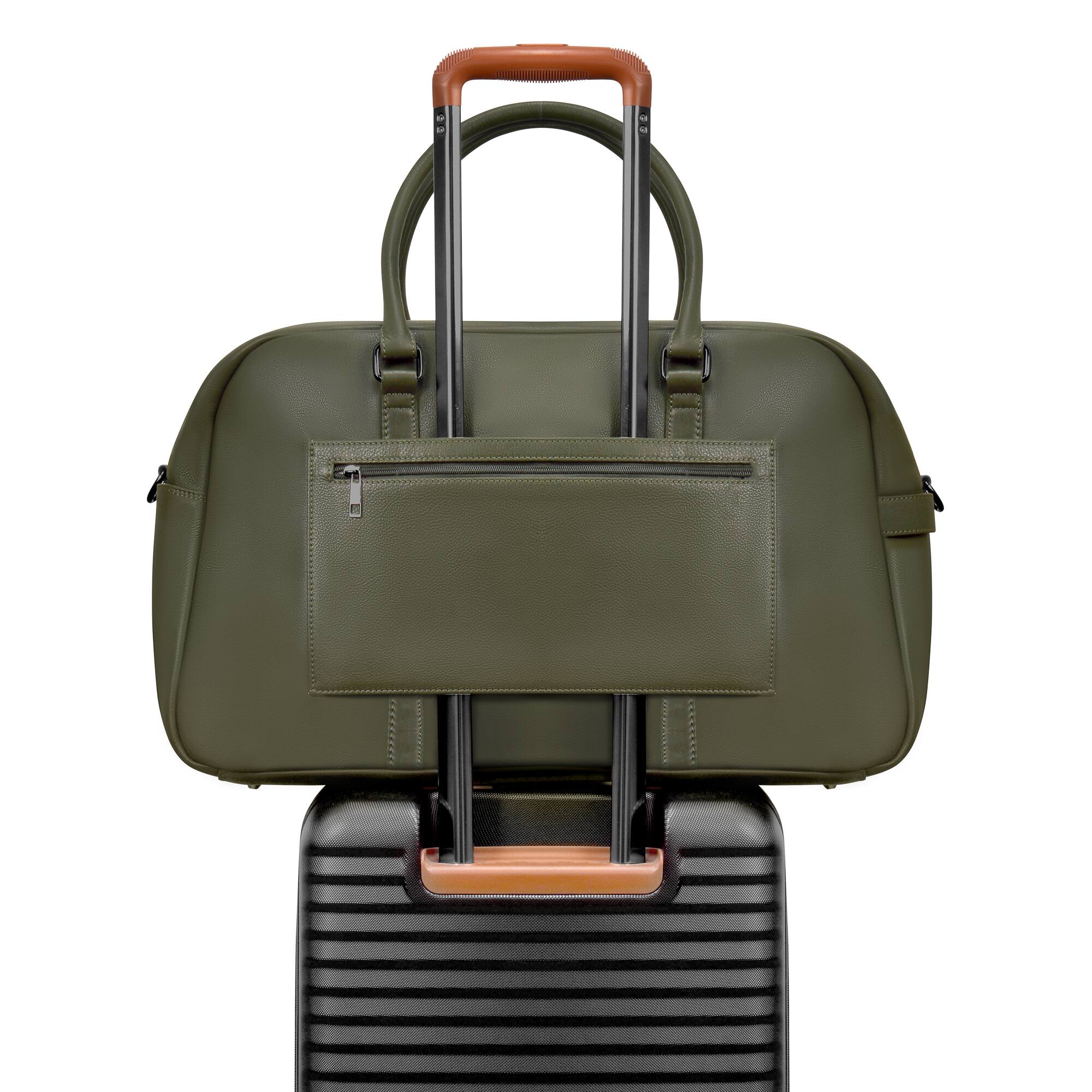 Alt View 2. Champs - Onyx Collection Leather Duffel Laptop Bag - Khaki.