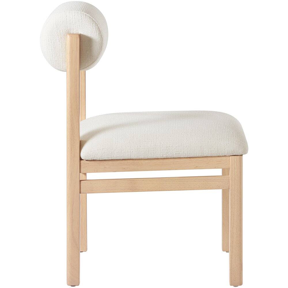 Alt View 3. Meridian Furniture - Roundhill Cream Linen Textured Fabric Upholstered Dining Chair, Set of 2 - Cream.