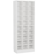 Angle. TinyHomie - 25.6 Inches 10-Tier White Wooden Shoe Storage Cabinet Modern 30-Cubby Wooden Shoe Rack Organizer - White.