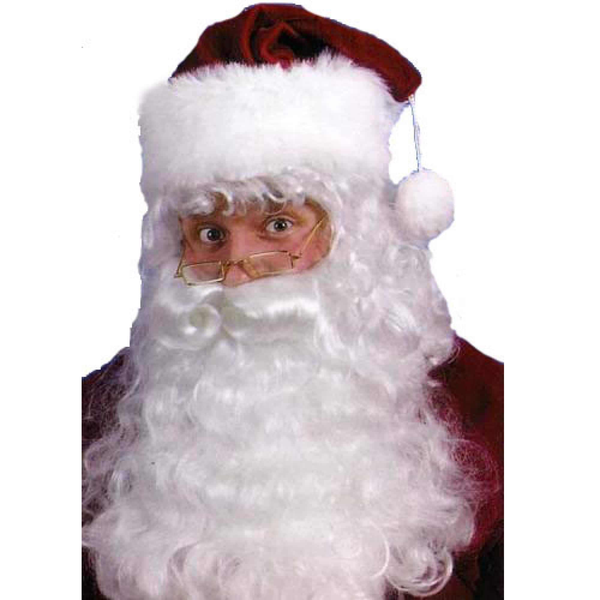 Fun World - 8" Santa Claus Beard Wig and Eyebrows Christmas Unisex Adult Costume Accessory - One Size - White