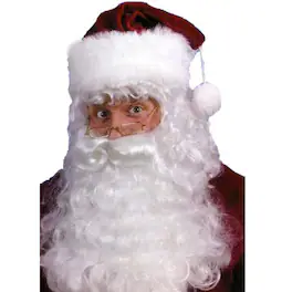 Fun World - 8" Santa Claus Beard Wig and Eyebrows Christmas Unisex Adult Costume Accessory - One Size - White