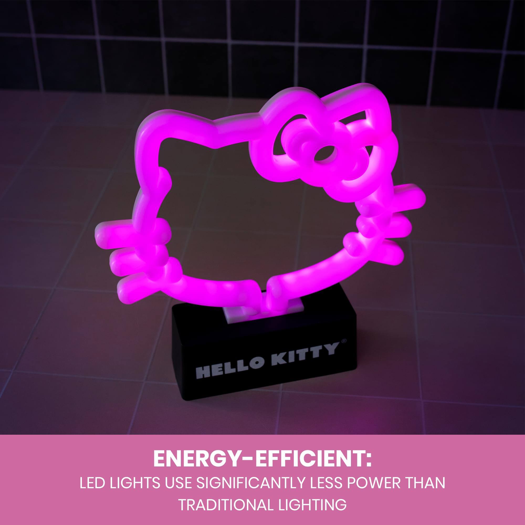 Silver Buffalo Hello Kitty Face and Bow 6.5 Inch LED Neon Mood