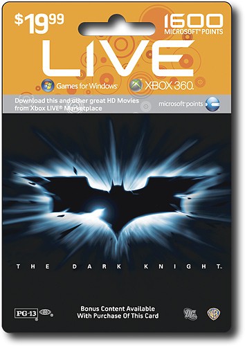 InComm - Best Buy Exclusive The Dark Knight Xbox Live 1,600 Points Card for Xbox 360