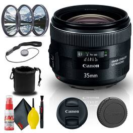 Canon - EF 35mm f/2 IS USM Lens (5178B002) + Filter Kit + Lens Pouch Base Bundle (International Model) - Black