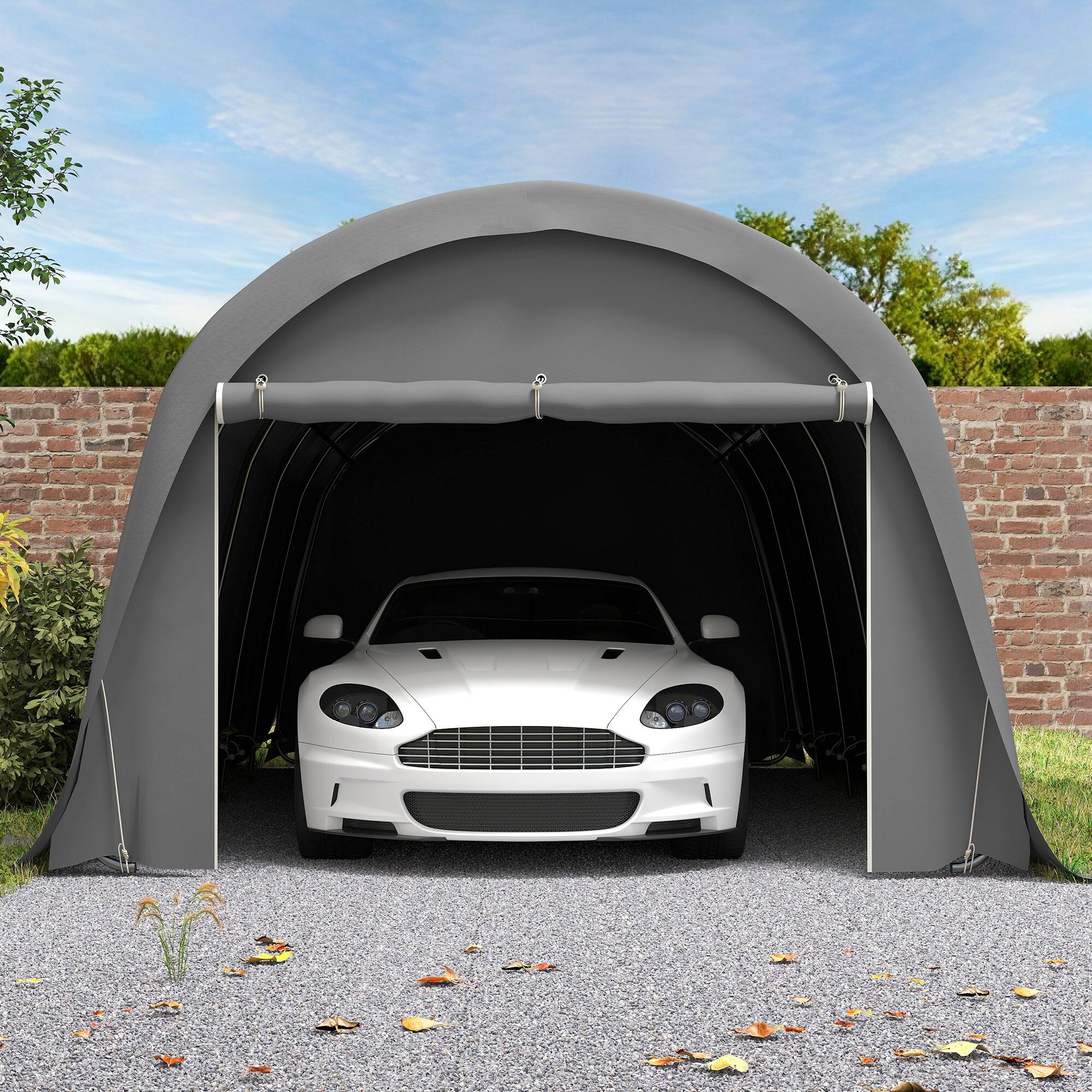 Alt View 8. Outsunny - 12' x 23.6' Heavy Duty Carport, Portable Garage Car Canopy Tent with UPF50+ Sun Protection, Galvanized Frame.