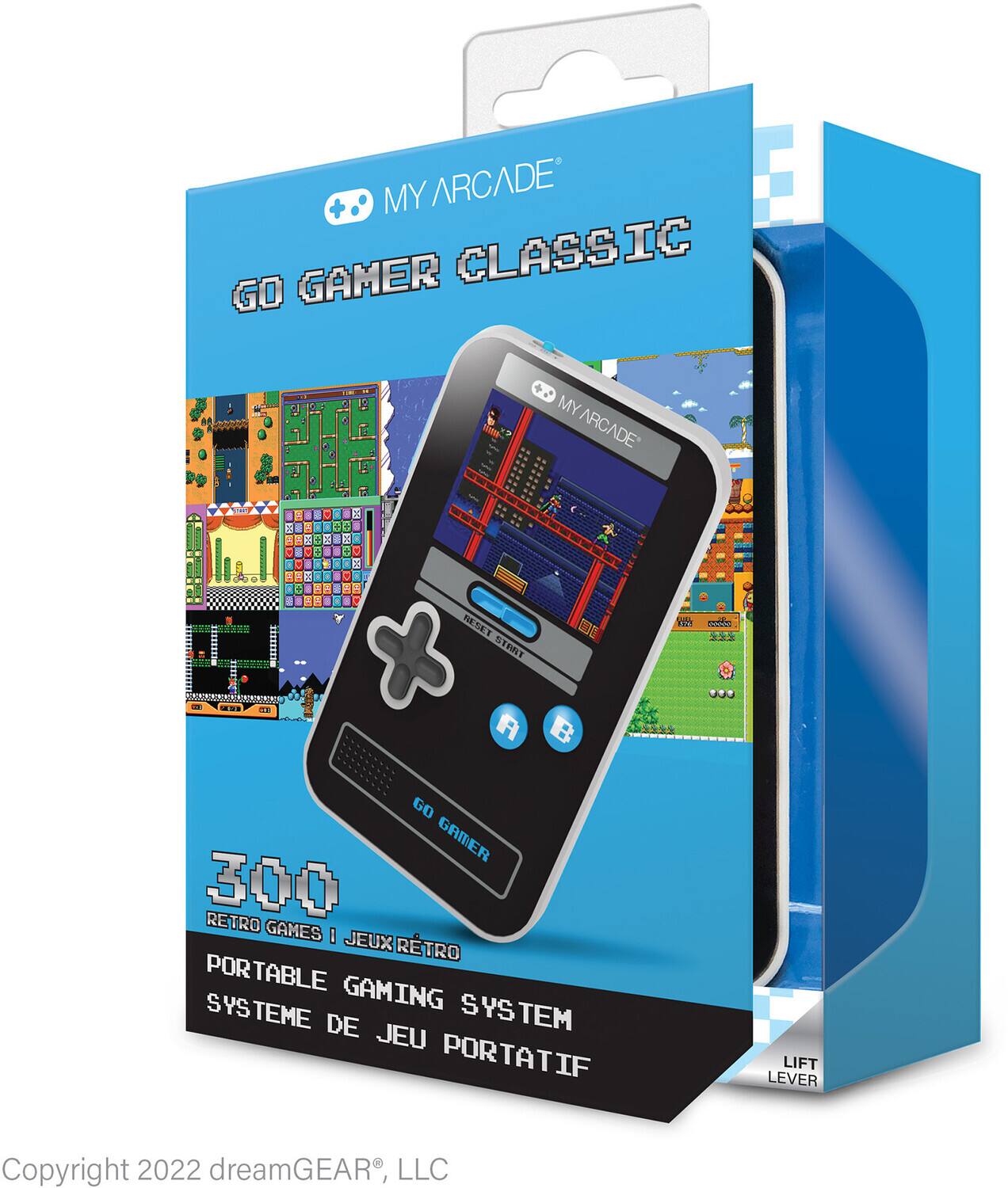 MY ARCADE  
GO GAMER CLASSIC  

300 RETRO GAMES  
PORTABLE GAMING SYSTEM  
SYSTÈME DE JEU PORTATIF  

Copyright 2022 dreamGEAR®, LLC