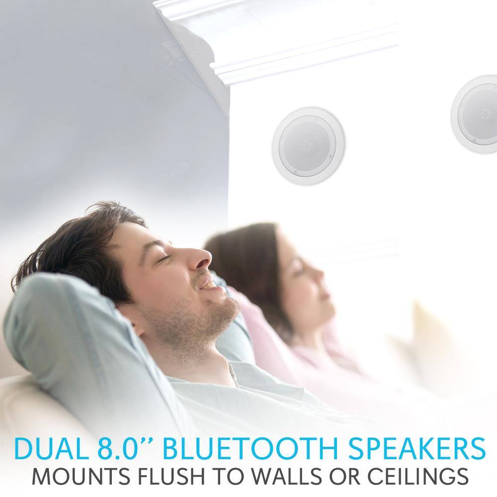 DUAL 8.0" BLUETOOTH SPEAKERS  
MOUNTS FLUSH TO WALLS OR CEILINGS