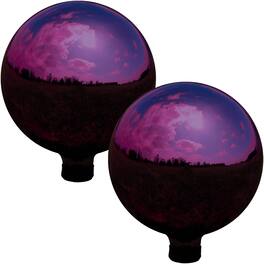 Sunnydaze - Mirrored Surface Gazing Ball Globe - 10 in - Set of 2 - Merlot