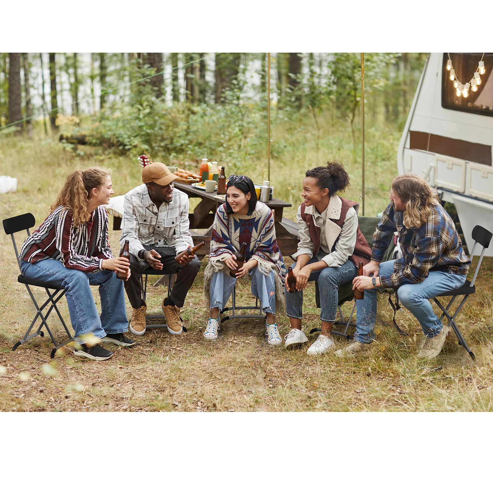 Alt View 3. Gymax - Gymax 4-Pack Folding Chair w/ Metal Curved Feet Wide Seat & Ergonomic Backrest Black - Black.