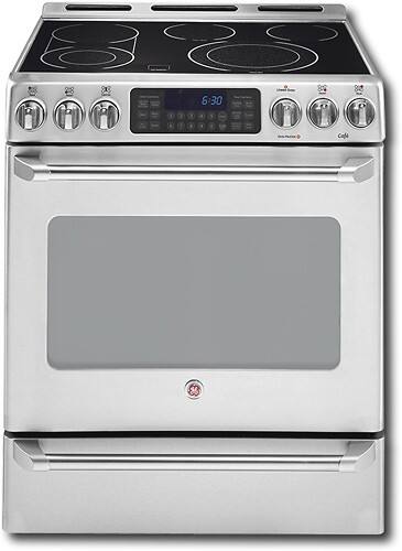 Front Standard. GE - Café 30" Self-Cleaning Freestanding Electric Convection Range - Stainless-Steel.