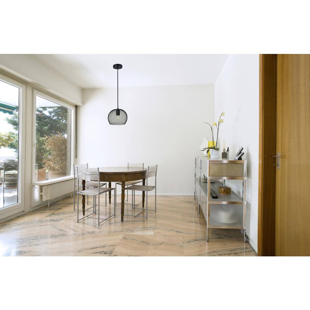 Angle. Living District - Keller 1 Light Black Pendant - Black.