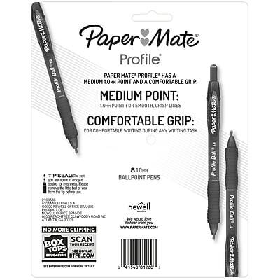**Paper Mate Profile**

**Paper Mate Profile** has a medium 1.0mm point and a comfortable grip!

**Medium Point:** 1.0mm point for smooth, crisp lines

**Comfortable Grip:** For comfortable writing during any writing task

**Tip Seal:** 8 10mm

**Ballpoint Pens**

**Newell Office Brands**

**Dunwoody Road NE Atlanta, GA 30329**

**NO MORE CLIPPING BOX TOPS!**

**SCAN YOUR RECEPT TOPS AT**

**www.BTFE.com**

**41540 01260**

**Profile Ball Paper Mate**