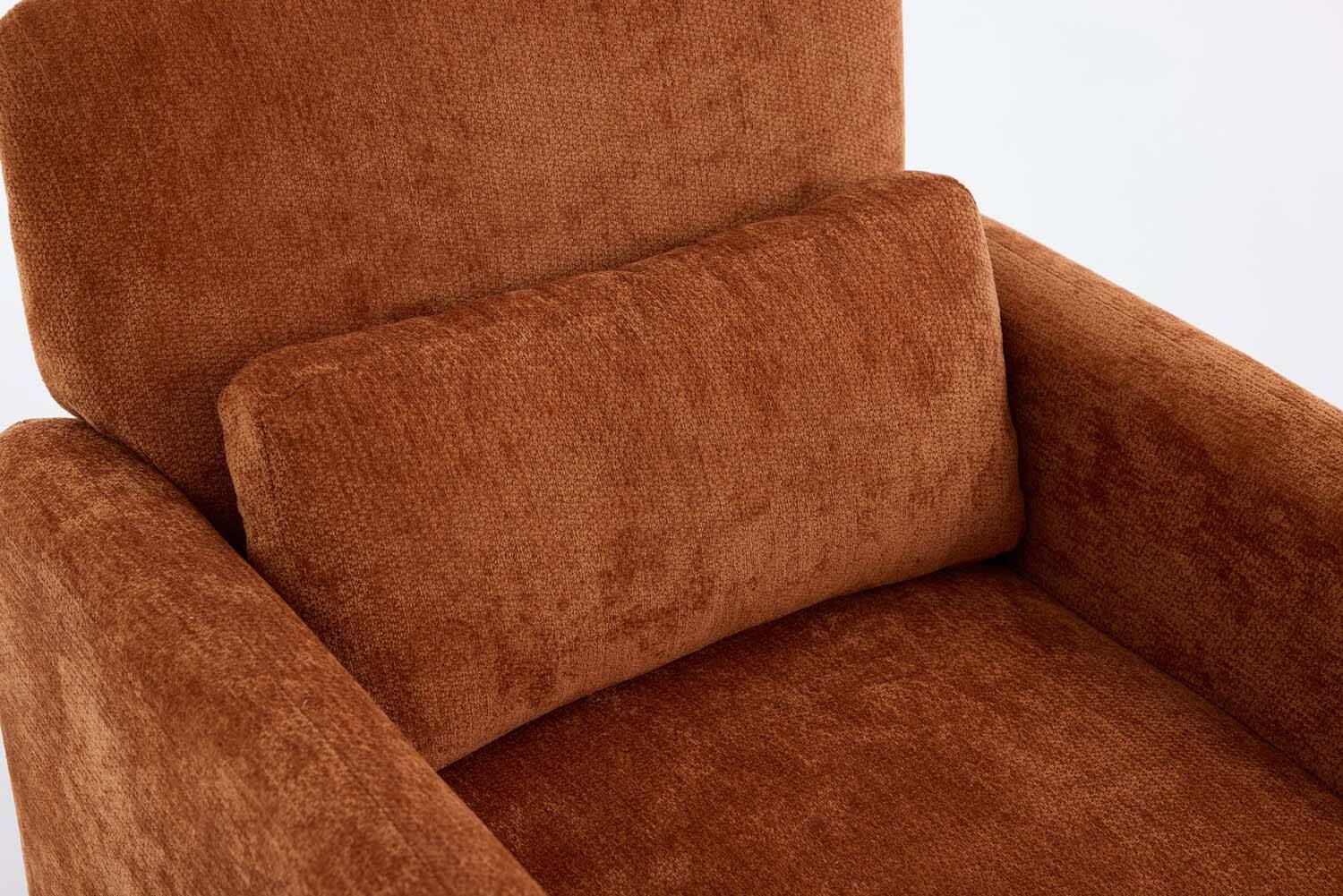 Left. Forest'nSky - Modern Office Chair in White Boucle Fabric - Upholstered Ergonomic Armchair for Desk & Lounge,Orange - Orange.