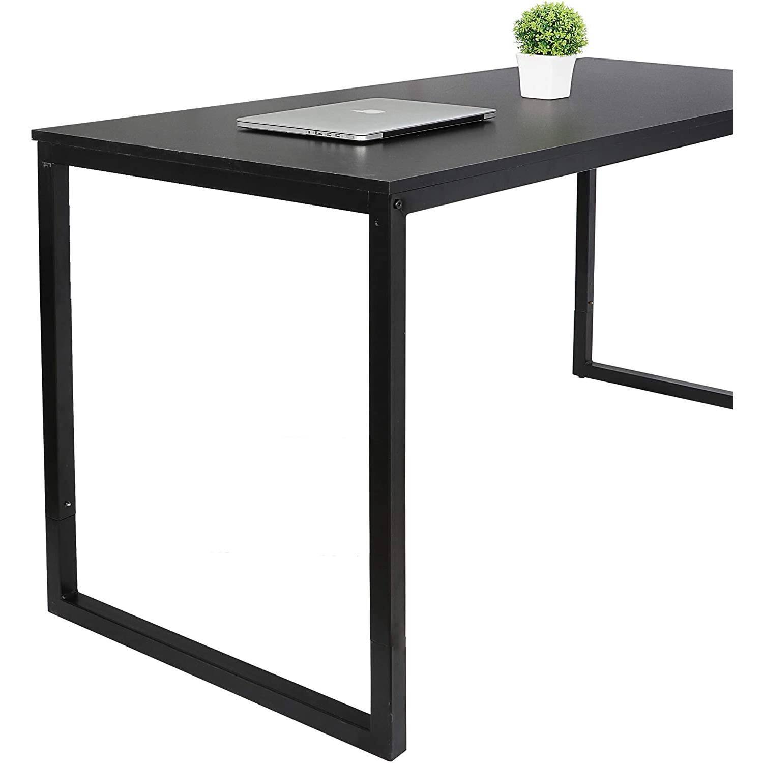 Left. Hivvago - Black Metal Frame Wood Top Modern Home Office Laptop Computer Desk Writing Table - Black.