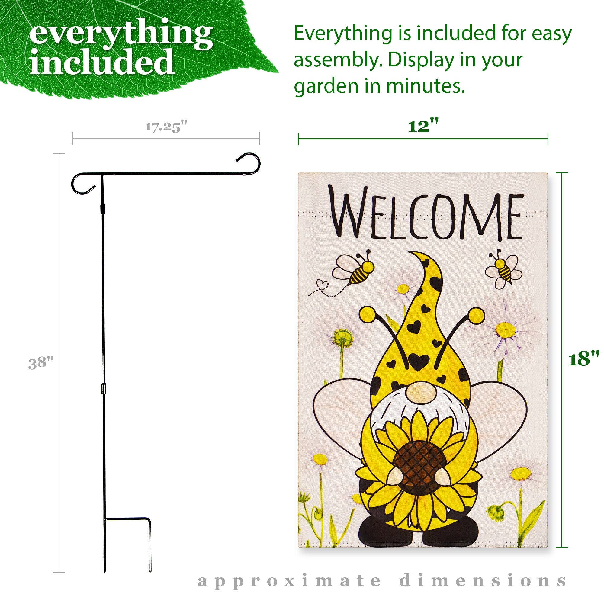 Everything is included for easy assembly. Display in your garden in minutes.

17.25" x 12" WELCOME 38" x 18" approximate dimensions
