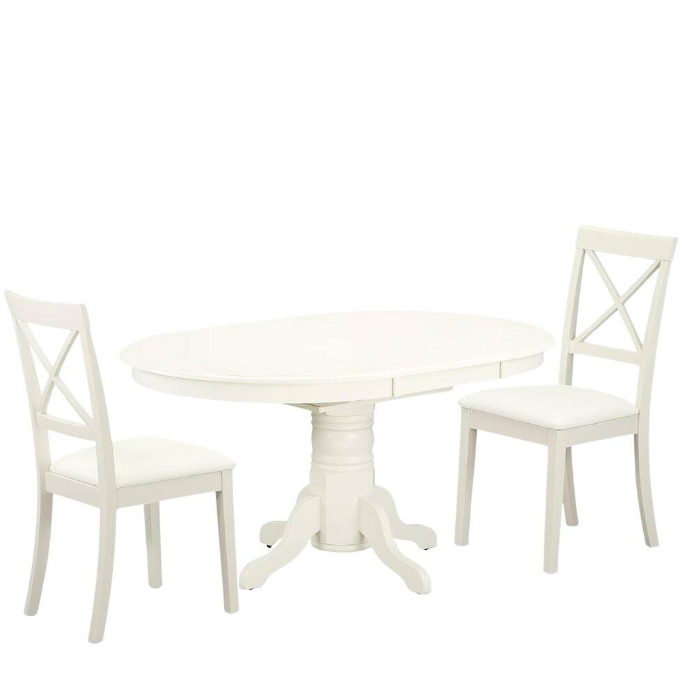 Alt View 3. FurniFact - White 5 Pc Kitchen Table Chairs Set of 4 - Brown.