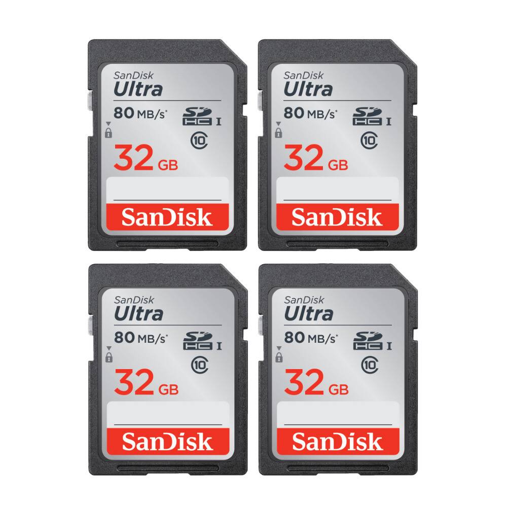 SanDisk - Ultra 32GB 80MB/s SD Memory Card (4-Pack)