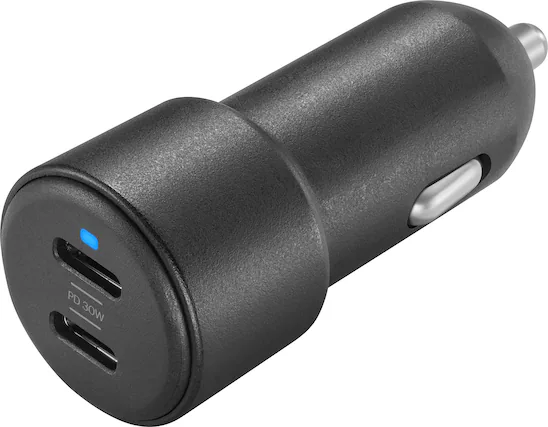 Front. Insignia™ - 60W Car Charger for Smartphones, Tablets and More - Black.