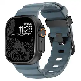 Dteck - Sport Band for Apple Watch Ultra 49mm/Series 11 10 9 8 7 6 5 4 SE 44/45/46mm, Durable Silicone Strap with Metal Hardware - Blue-Black Buckle