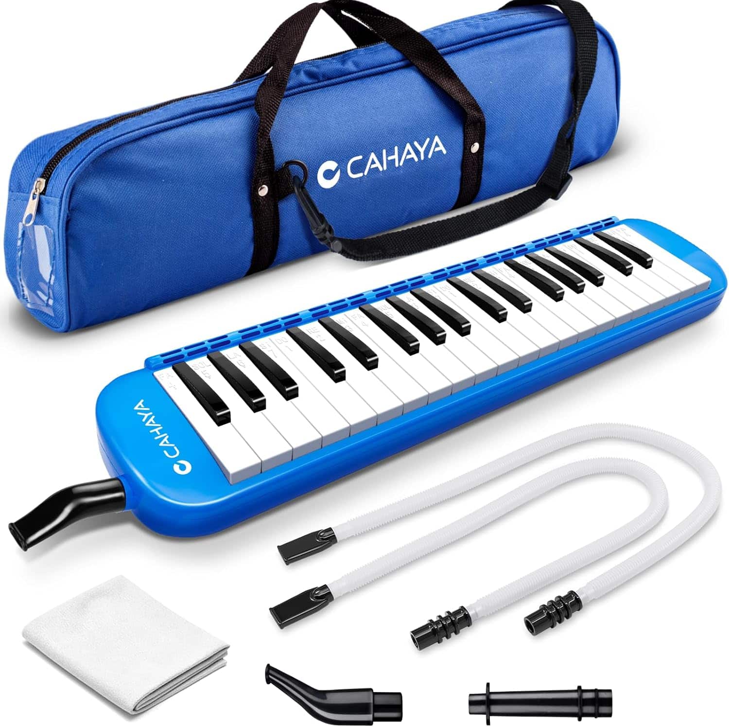 CAHAYA - Melodica 37 Keys Mouthpieces Air Piano Keyboard Musical Instrument for Kids and Adults, Blue, Model CY0049-2