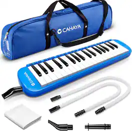 CAHAYA - Melodica 37 Keys Mouthpieces Air Piano Keyboard Musical Instrument for Kids and Adults, Blue, Model CY0049-2