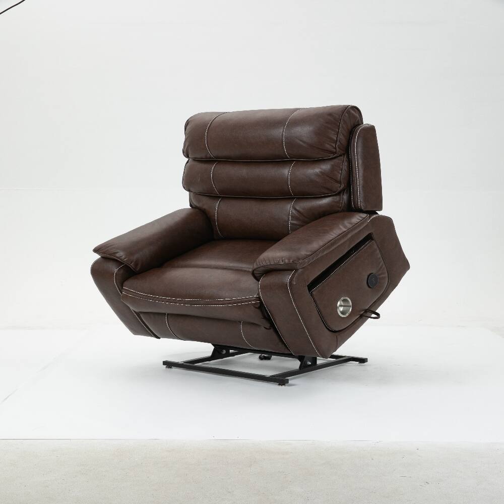 Back. Loheer - Loheer Power Lift Recliner 180 Degree Lay Flat Big and Tall - Brown.