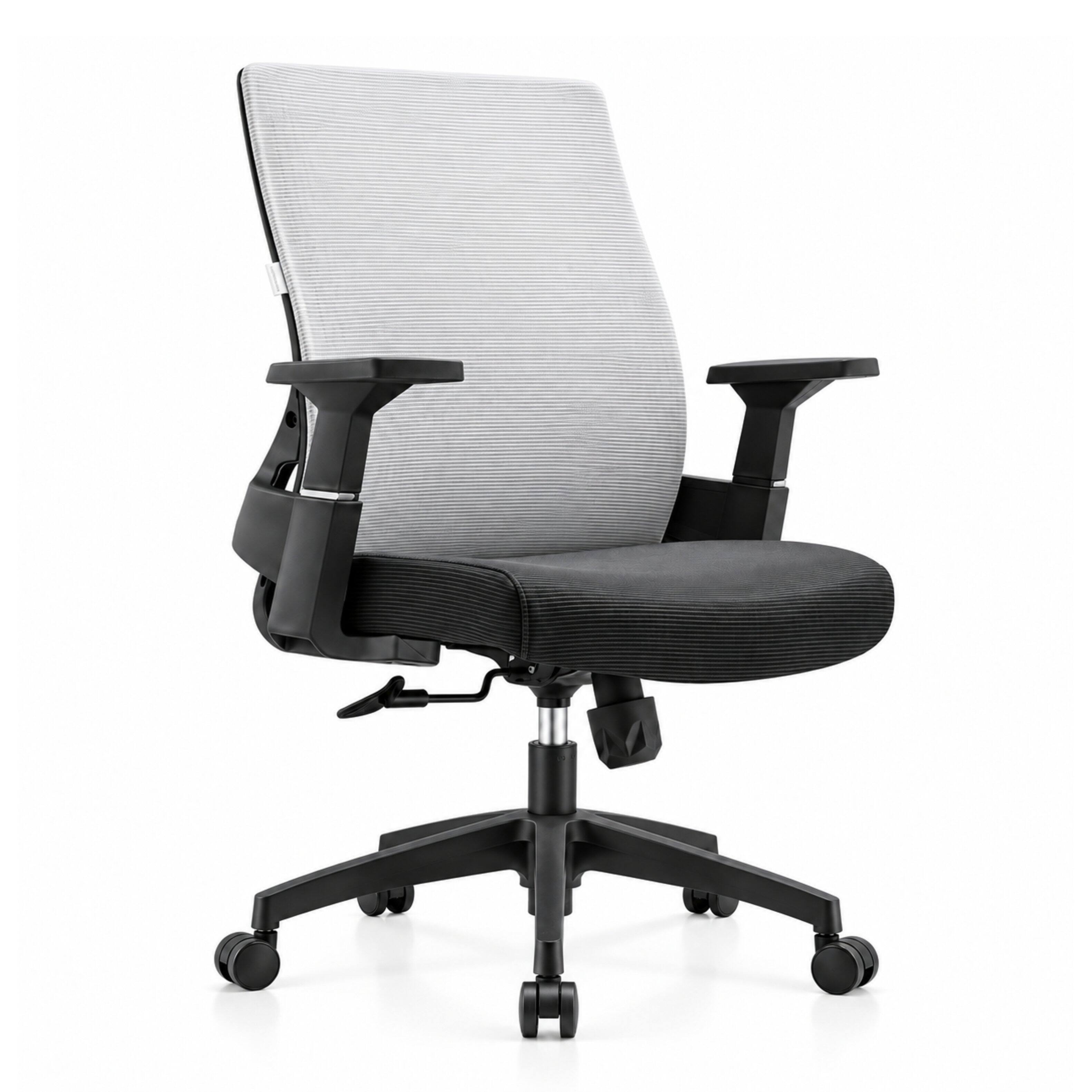 Front. LeisureMod - Brio Ergonomic Executive Office Chair, Lumbar Support, Adjustable Height, Computer Desk Chair, 360° Swivel & Tilt, Home - White.