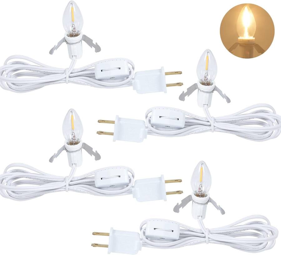 ACJPR 4 Pack C7 Accessory Light Cords, 6ft, Single LED, On/Off Switch ...