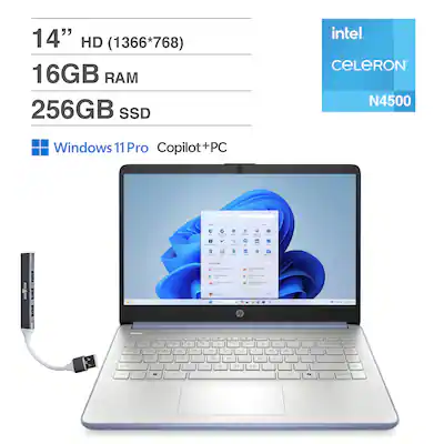 HP 14 Laptop 14.0 HD (Intel Celeron N4500, 16GB DDR4, 256GB PCIe HP 14 Laptop 14.0 HD (Intel Celeron N4500, 16GB DDR4, 256GB PCIe