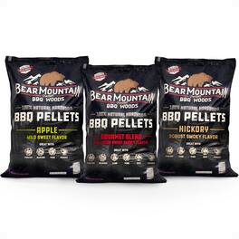 Bear Mountain BBQ - Hardwood Gourmet Blend, Hickory, & Apple Pellets, 20 Lb Bags - Brown