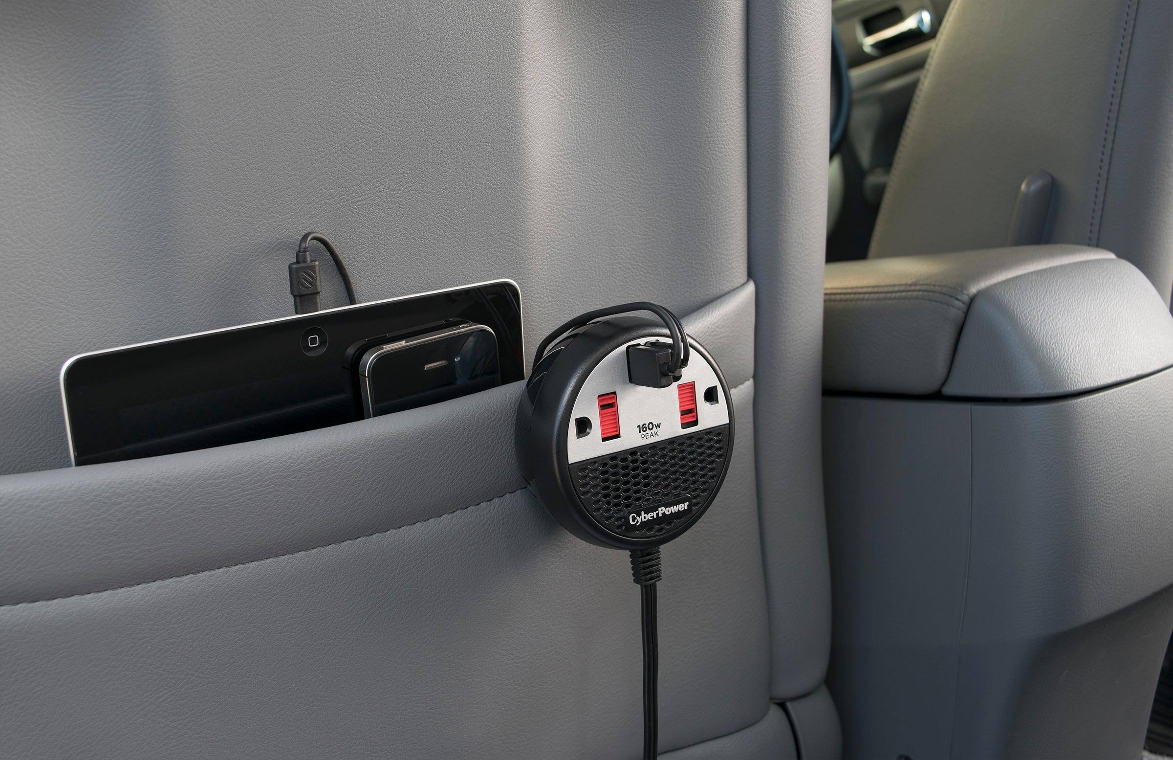 Alt View 1. CyberPower - 160W Car Power Inverter with  2 Outlets and 2 USB ports - Black/Red.