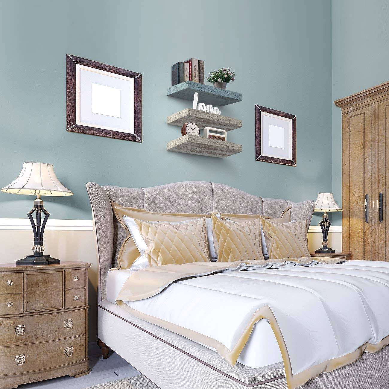 Alt View 1. Sorbus - 3 Pack (16"x5") Sorbus Floating Wall Shelves for Bedroom, Decor, Kitchen, Living Room - for Trophies, Frames, Bookshelf - Blue.