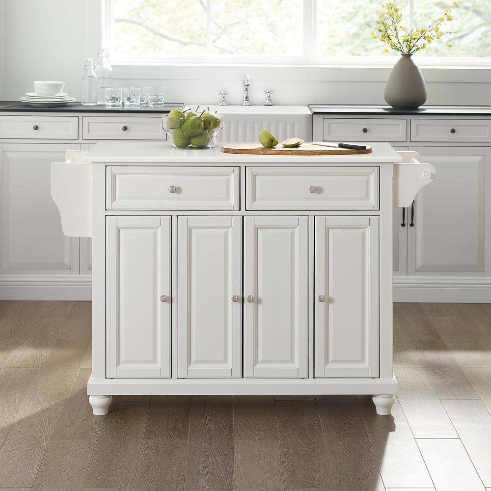 Alt View 7. Crosley Furniture - Cambridge Stone Top Full Size Kitchen Island/Cart - White.