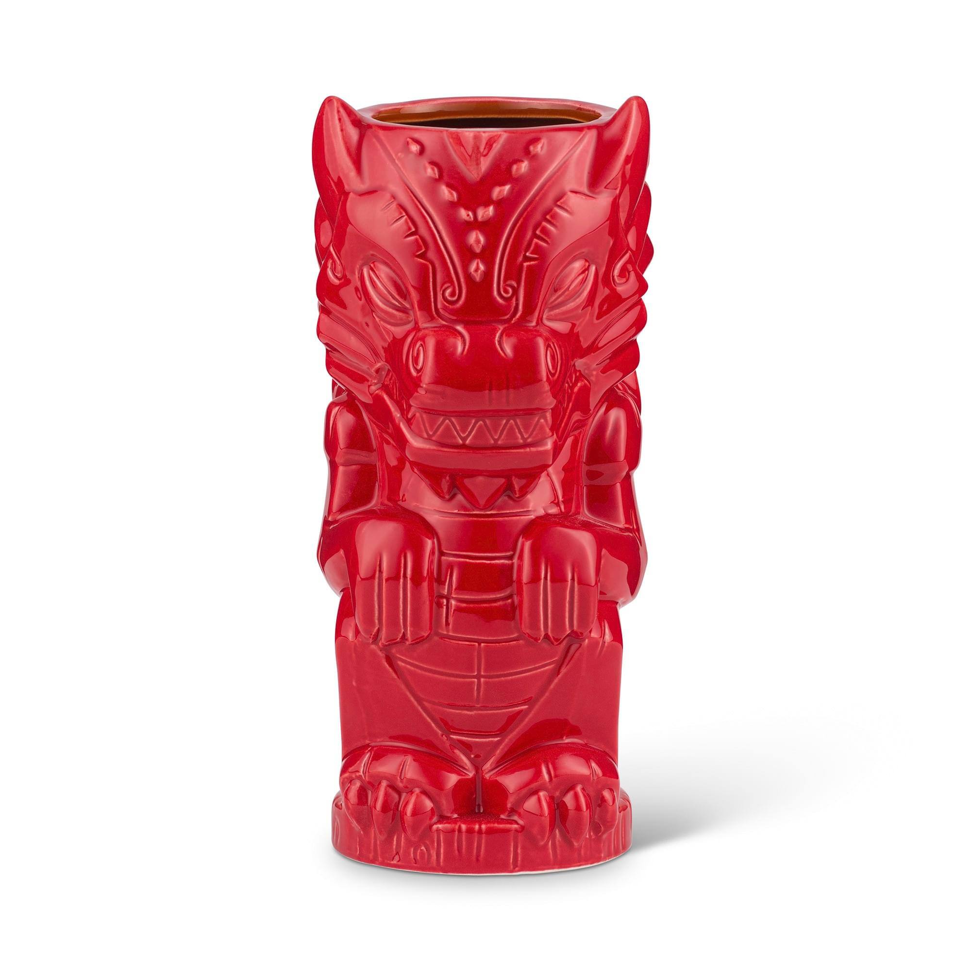 Front. ThinkGeek - Geeki Tikis Red Dragon Fantasy Mug | Ceramic Tiki Style Cup | Holds 17 Ounces - Red.