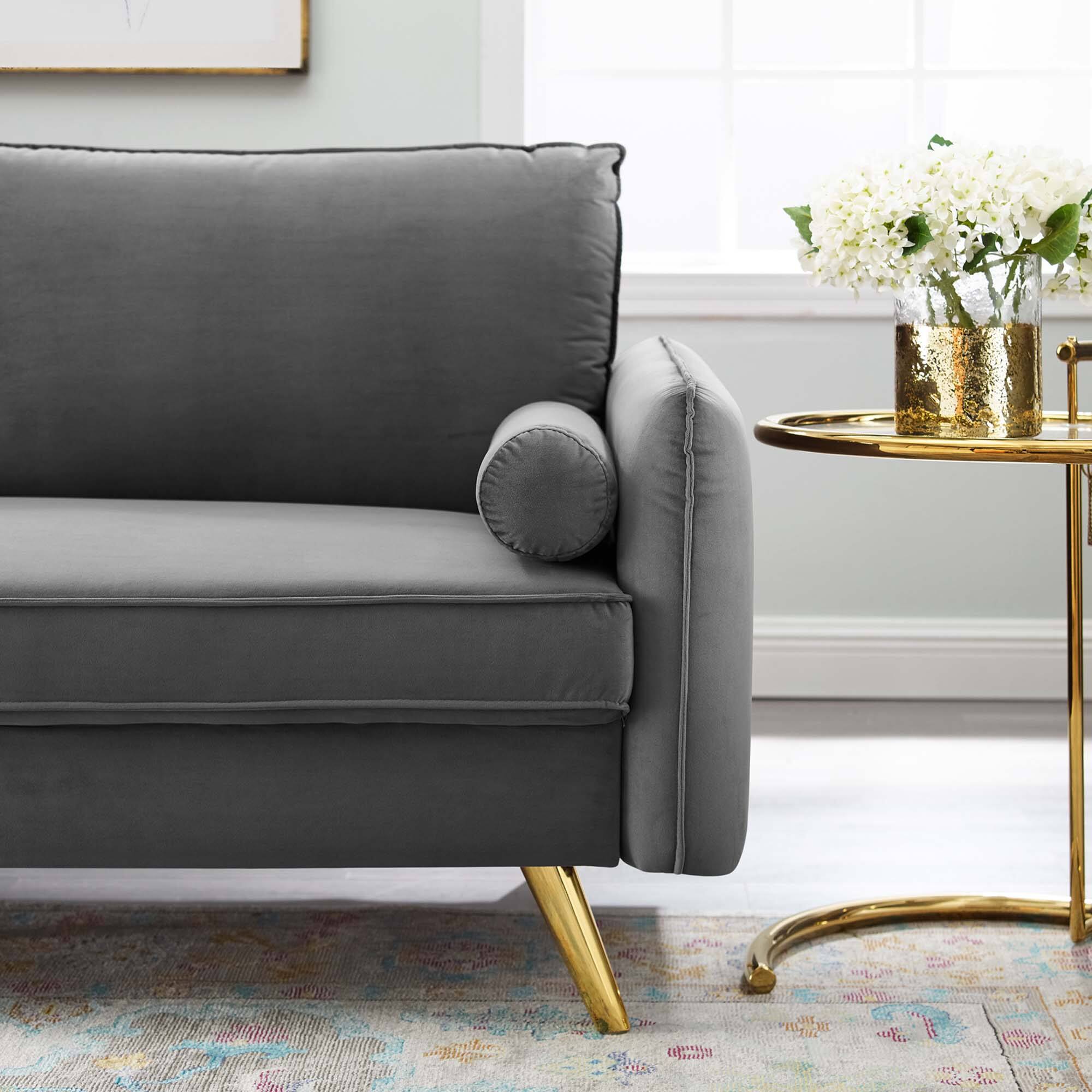 Alt View 1. Modway - Revive Performance Velvet Sofa by Modway - Gray.