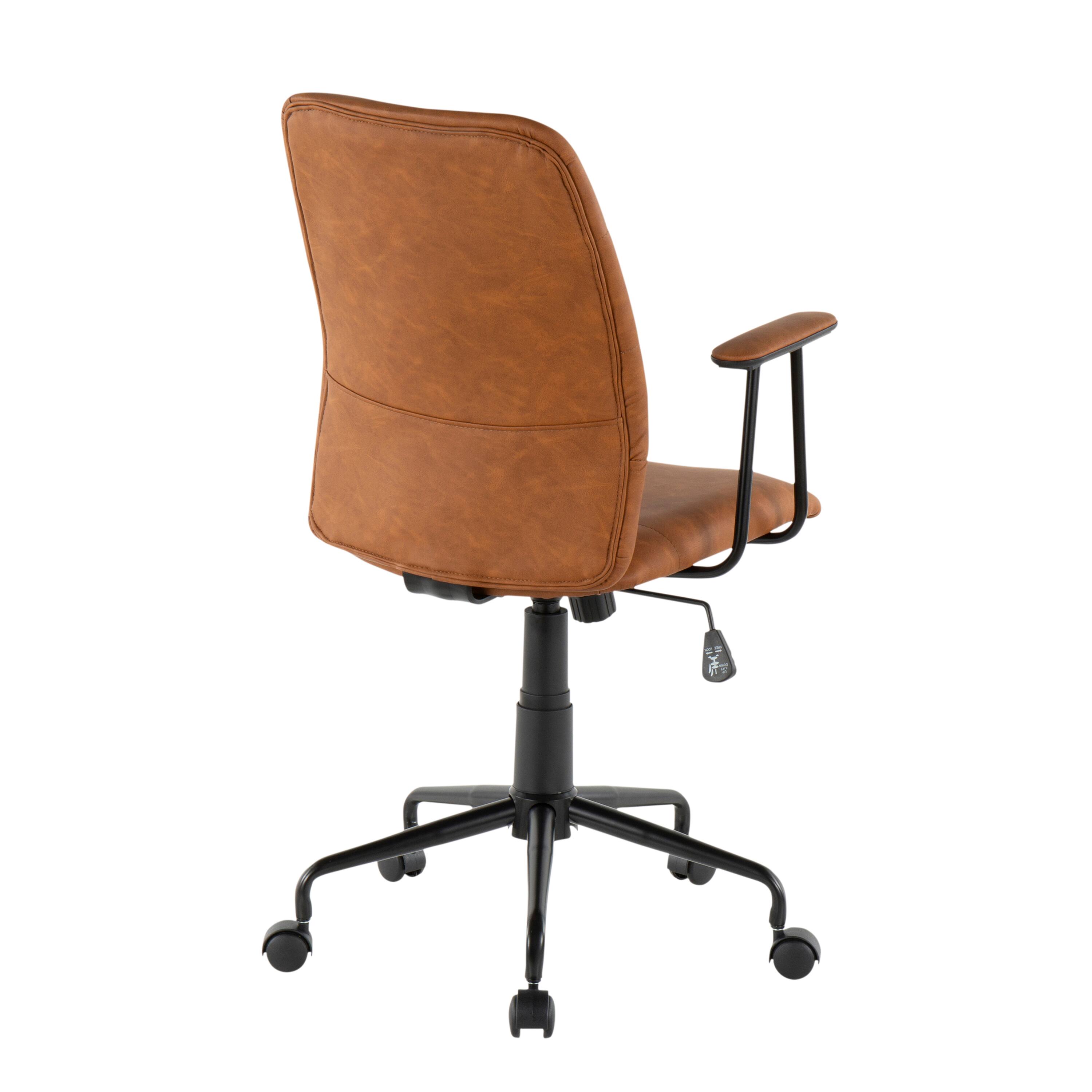 Left. APRILSOUL - Fredrick Contemporary Office Chair in Brown Faux Leather by Lumisource - Brown.