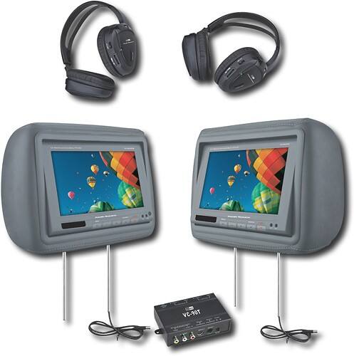 Angle Standard. Power Acoustik - 8.8" LCD Headrest Monitor System - Dark Gray.