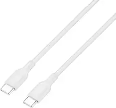 Front. Best Buy essentials™ - 4' USB-C to USB-C Braided Charge-and-Sync Cable - White.