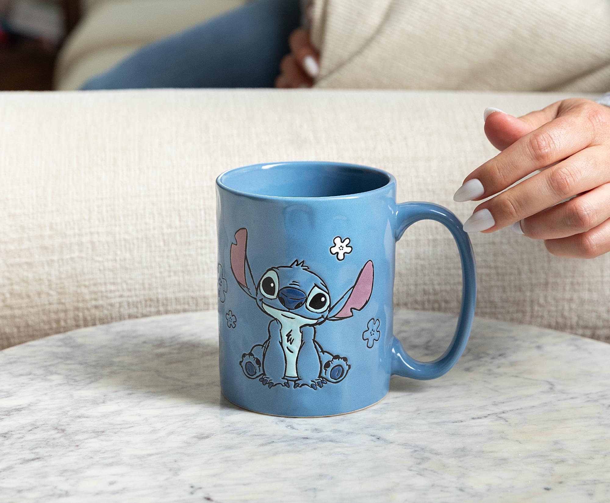 Alt View 5. Silver Buffalo - Disney Lilo & Stitch Blue Wax-Resist Ceramic Pottery Mug | Holds 17 Ounces - Blue.