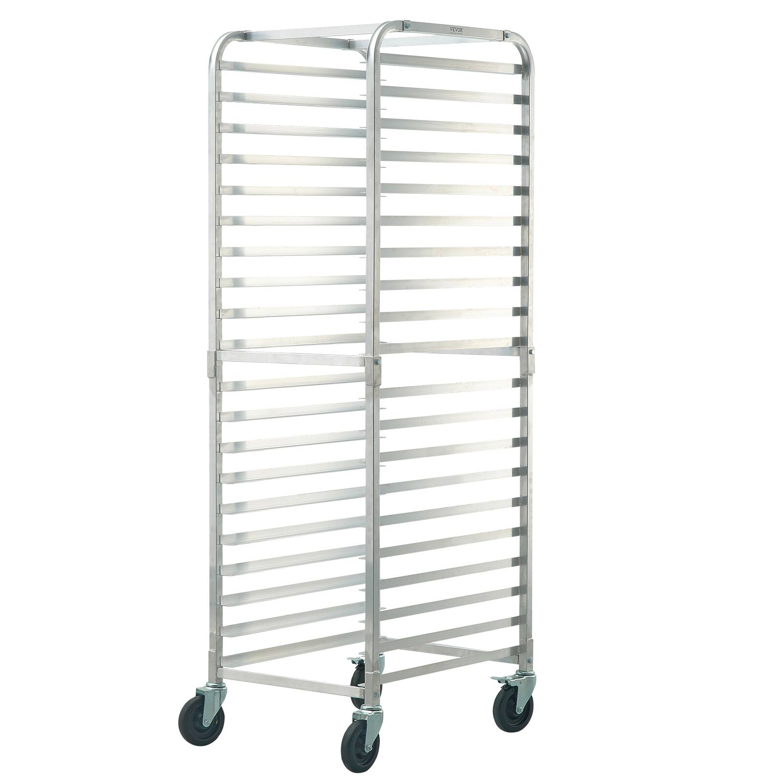 Alt View 5. VEVOR - Bun Pan Rack, 20-Tier Commercial Bakery Racks with Brake Wheels, Aluminum Racking Trolley Storage for Half & Full Sheet - Sliver.