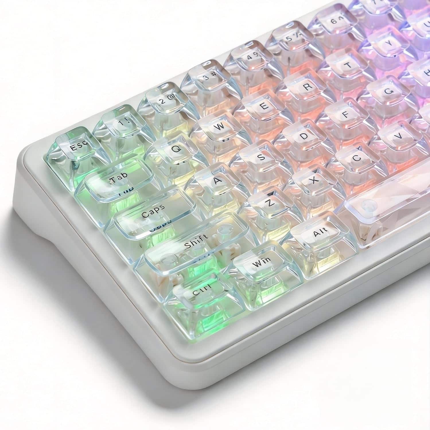 Womier - Clear Keycaps Set, Transparent Shine Through Keycap for MX-Compatible 61/68/84/87/98/100/104 Mechanical Keyboard - Top-printed-126 Keys