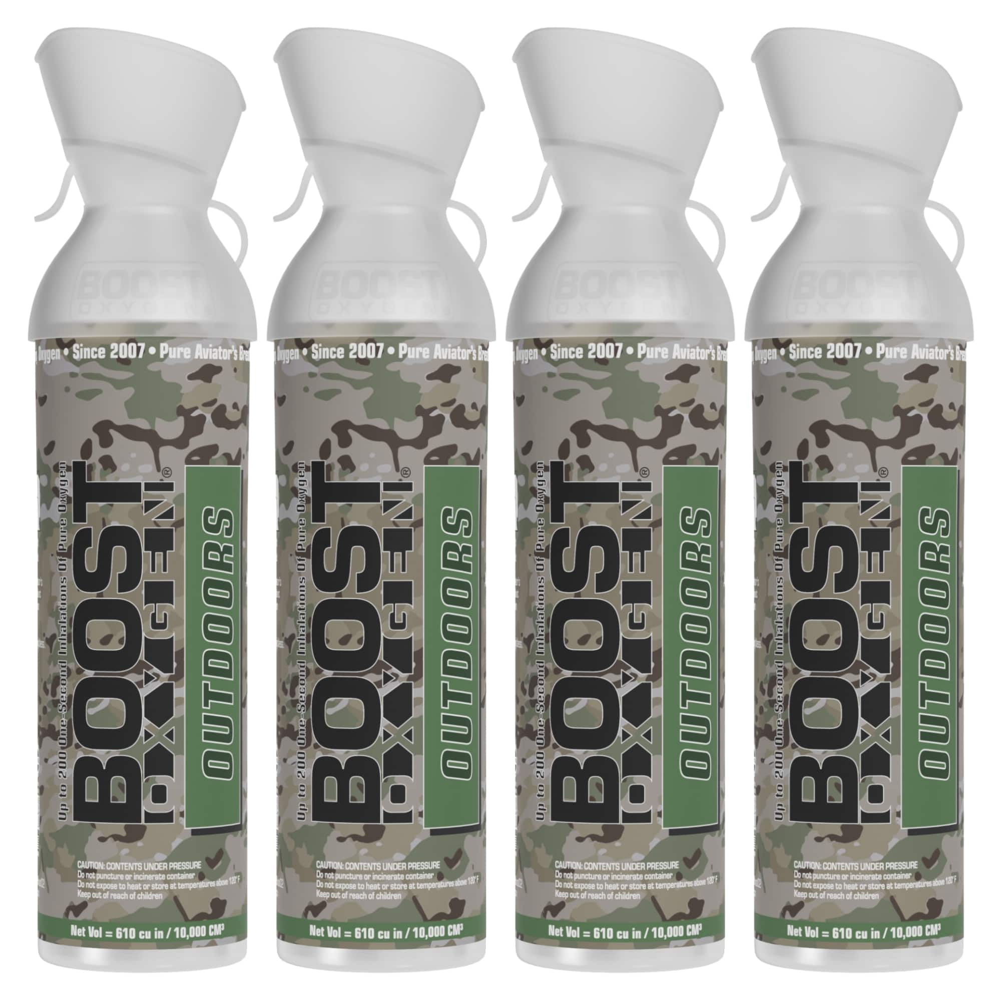 Boost Oxygen - Large OUTDOORS Natural Aroma 10 Liter Canister for Support, 4 Pack - Camouflage
