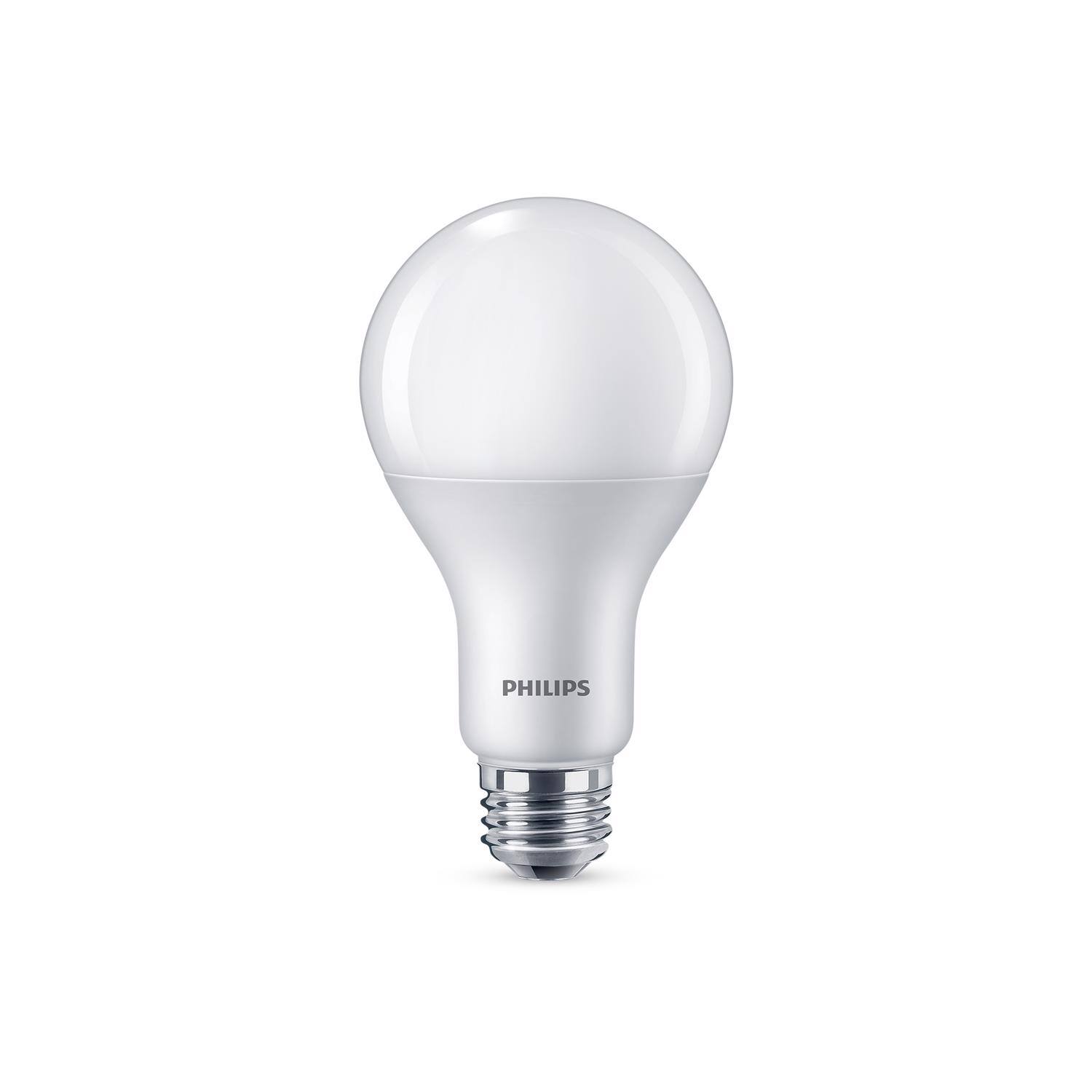 Left. Philips - Philips A21 E26 (Medium) LED Bulb Soft White 150 Watt Equivalence 1 pk.